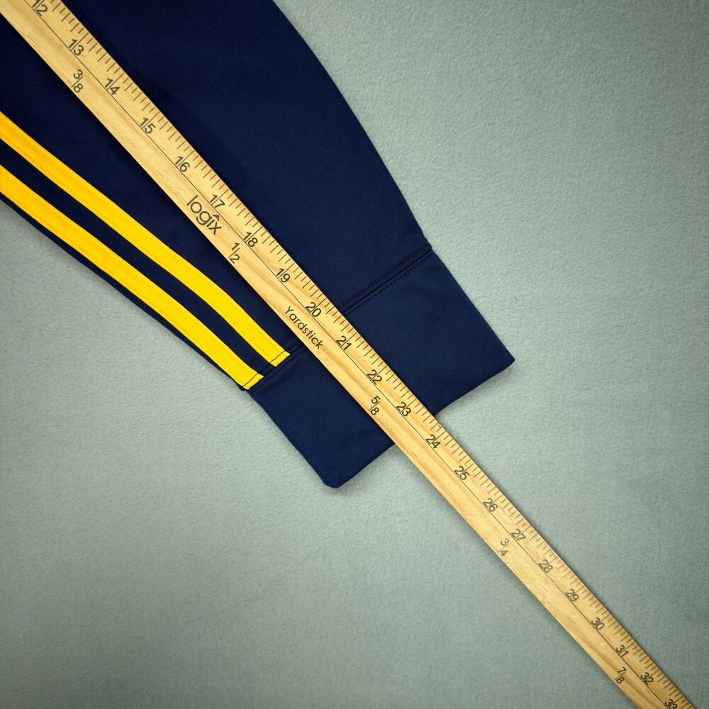 Vintage Adidas Hoodie Mens XL Blue Zip Up 3 Stripe Yellow Track Jacket Y2K - Picture 7 of 9